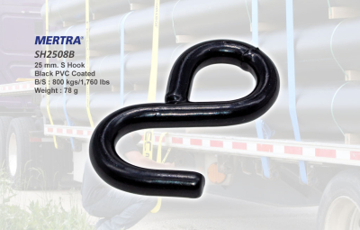 ตะขอตัวเอสสีดำ S-Hook เคลือบพีวีซีสีดำ รุ่น SH2508B